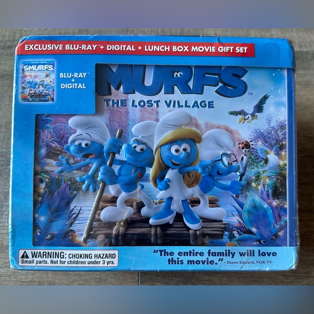Smurfs: The Lost Village Blue Ray And Metal Lunch Box Gift Set Or Collectible